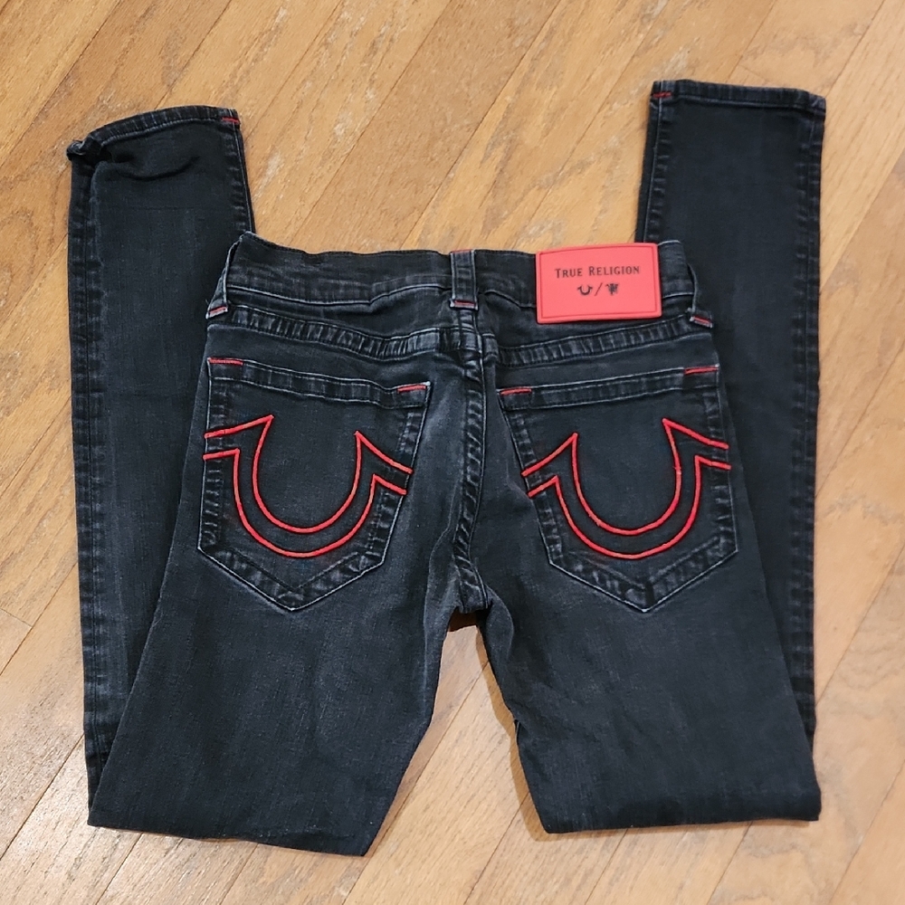 True Religion Black‎ Jeans with Red Stitching